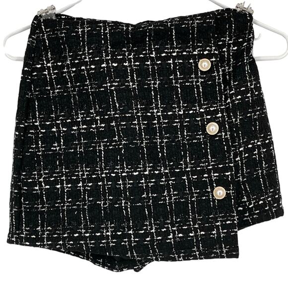SHEIN Plaid Tweed Skort in Black/White Size Petite XS - Picture 1 of 6
